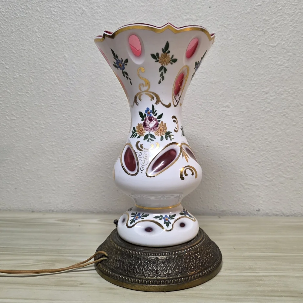 Bohemian Czech Glass Vintage Lamp